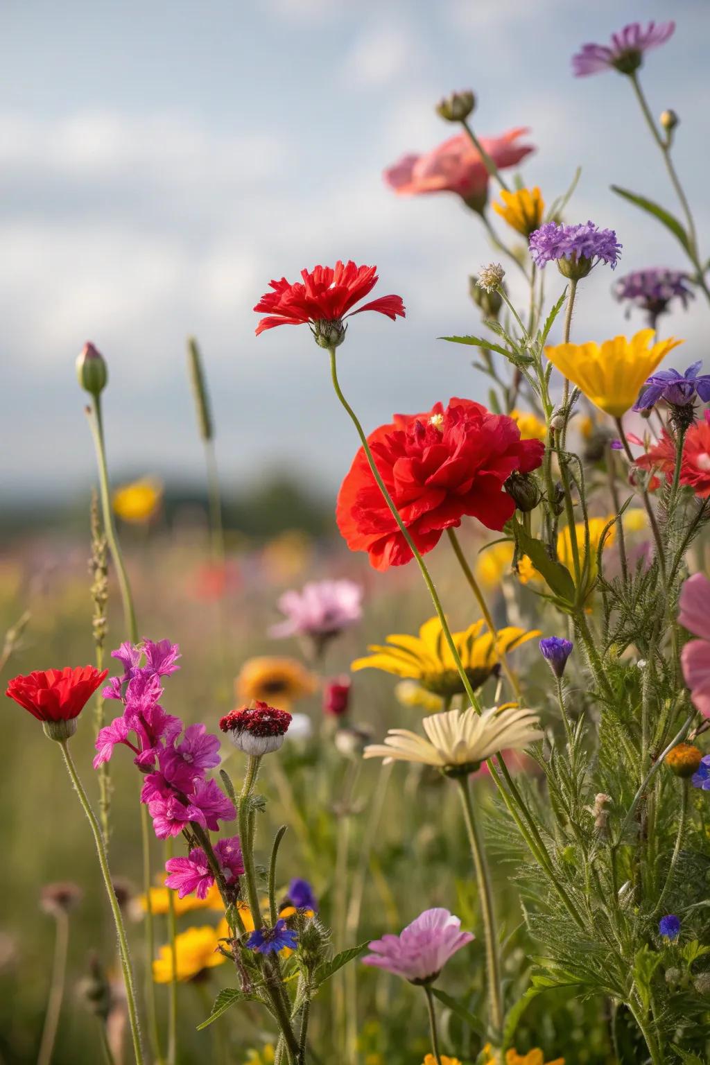 An explosion of color in a wildflower garden.