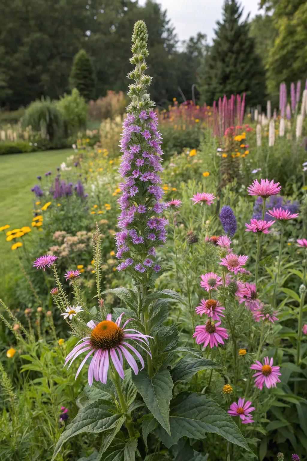 A striking focal point in a wildflower garden.