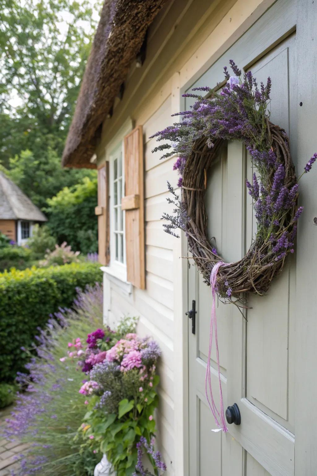 Experience tranquility with a lavender wreath.
