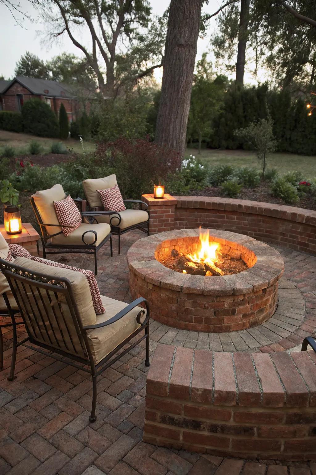 A classic brick fire pit inviting guests for cozy gatherings.