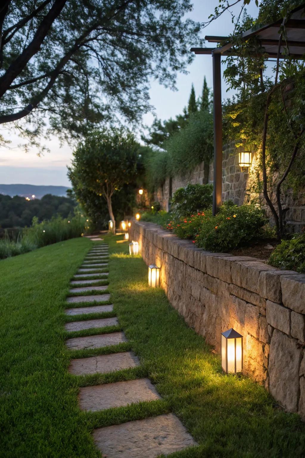 Pathway illumination enhances both safety and aesthetics.