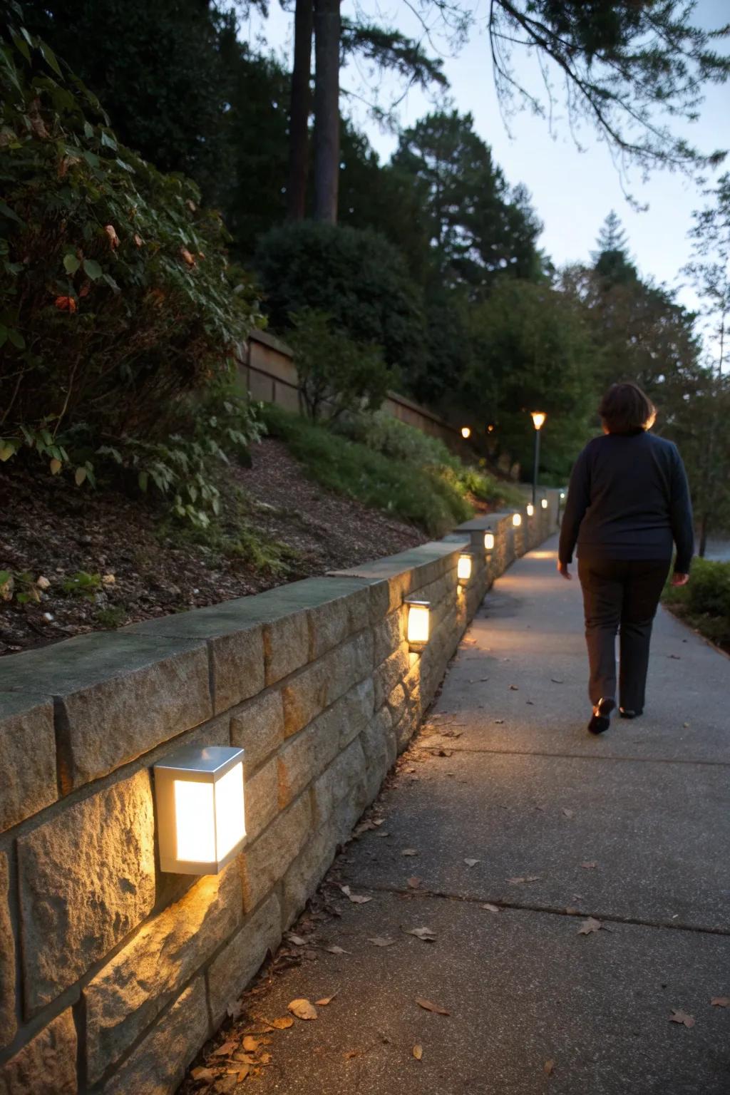 Motion sensor lights provide security and convenience.