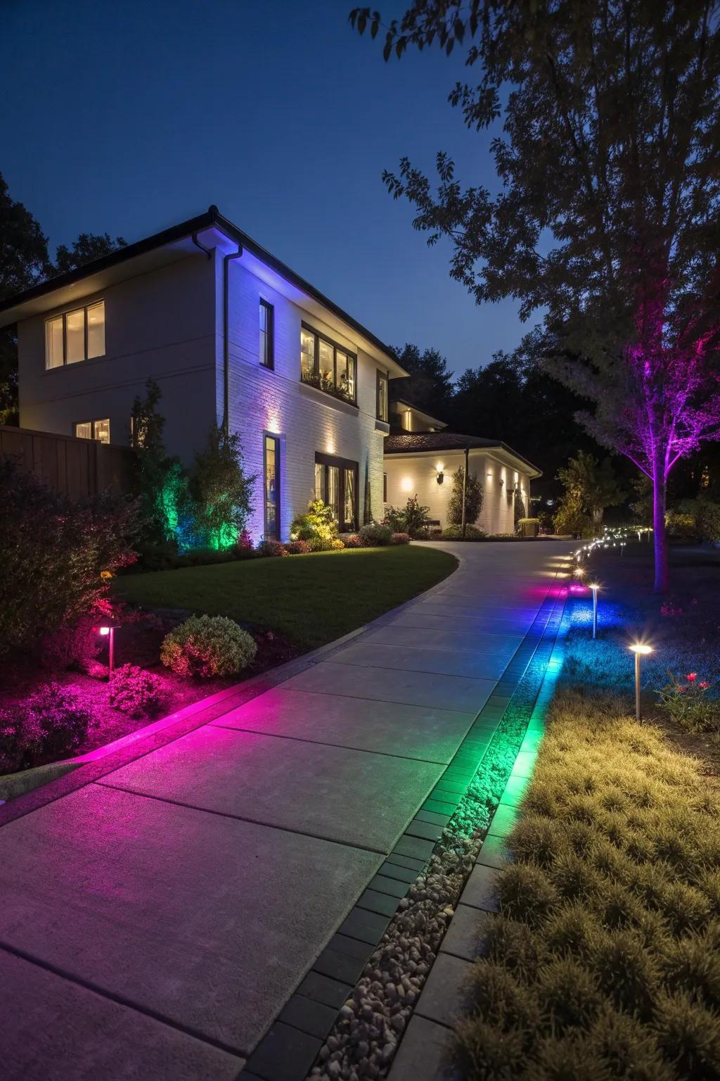 Color-changing lights for a vibrant and dynamic driveway.
