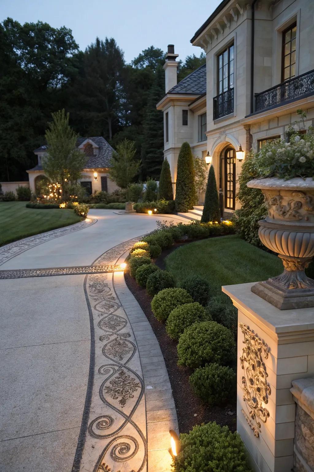 Accent lights showcasing unique features of a home.