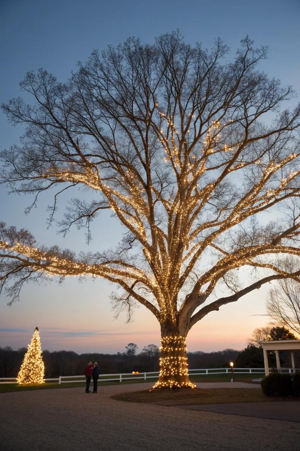 Elegance meets simplicity with classic white Christmas lights.