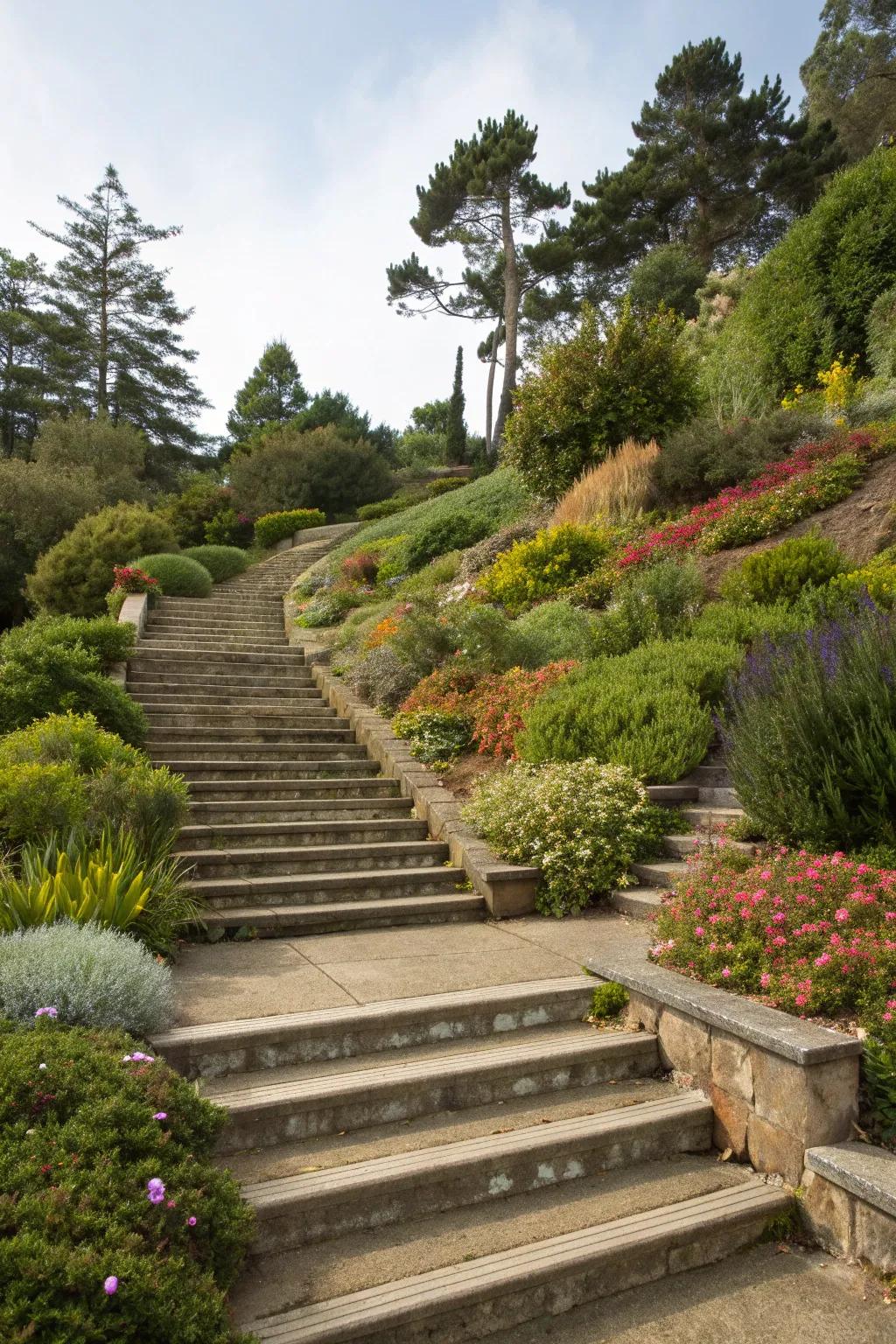 Tiered levels bring depth and interest to your steps.