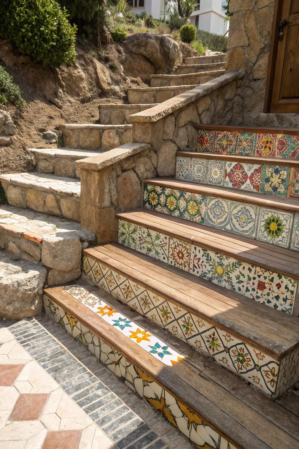 Mixing textures and patterns adds unique character to your steps.