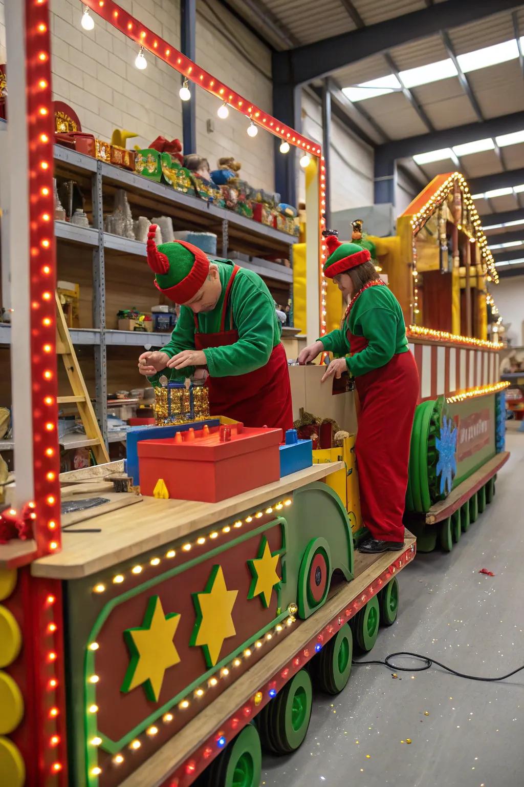 Elves bring Santa's workshop to life with their toy-making skills.