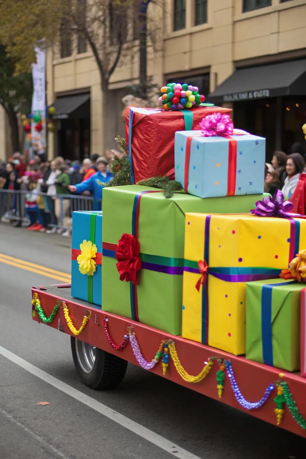 Presents piled high promise Christmas surprises for all.