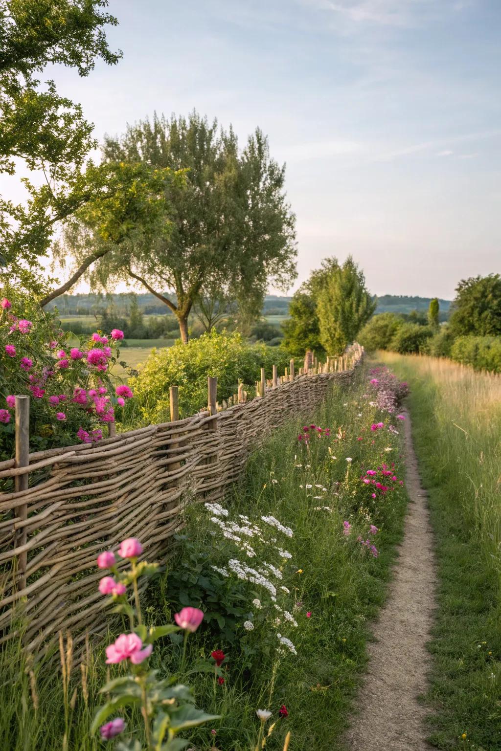 Woven willow offers a rustic, charming fencing option.