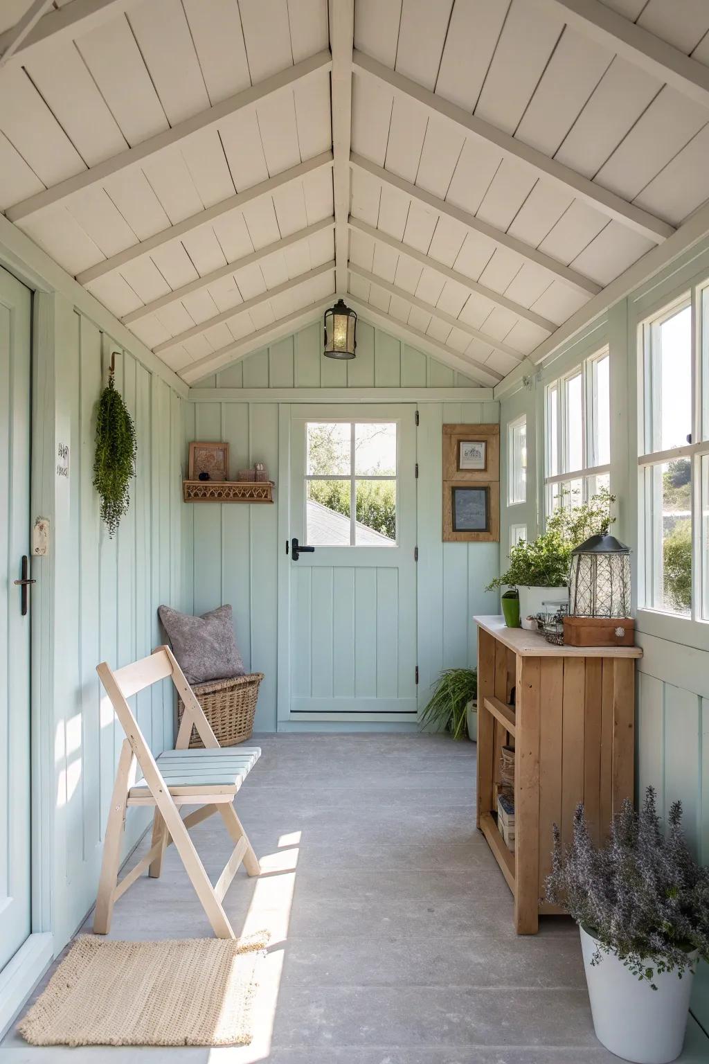 Light-colored paint can make your shed interior feel open and airy.