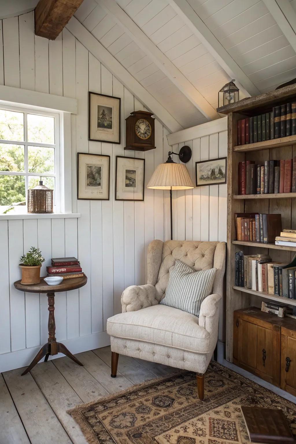 Beadboard adds classic elegance to your shed's interior.