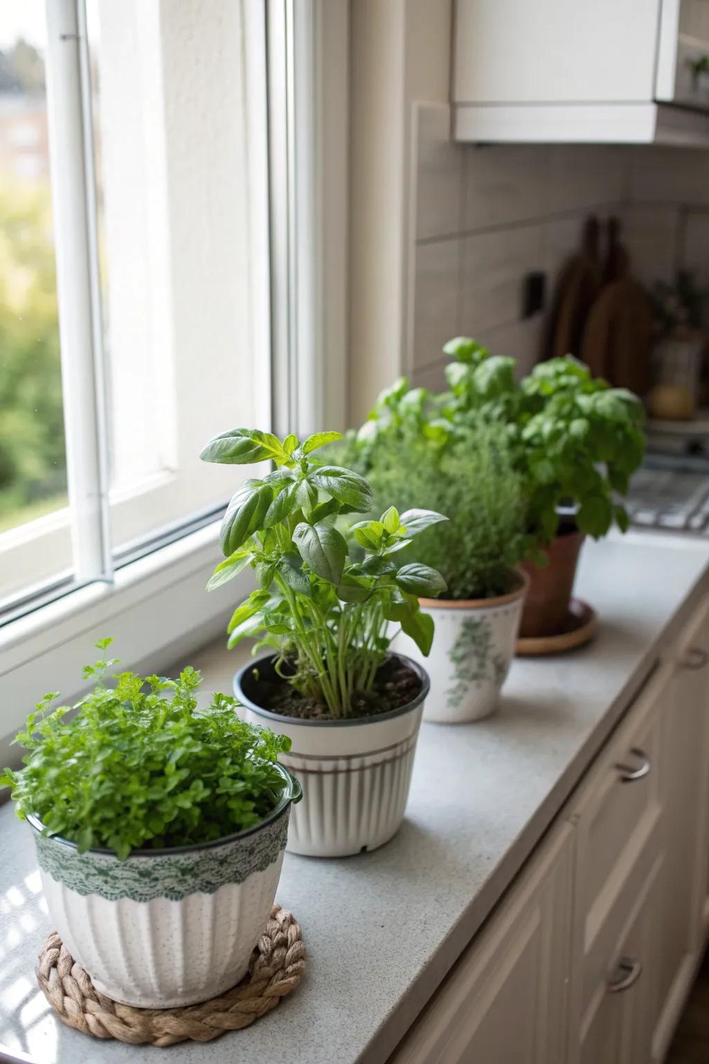 A kitchen herb garden brings freshness and flavor to your home.