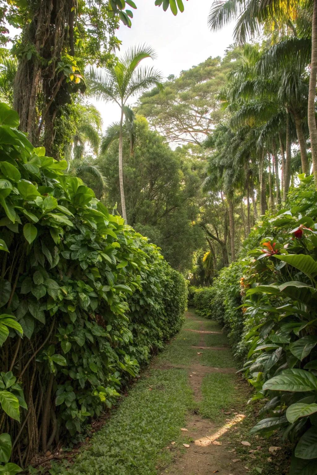 Dense planting offers privacy and seclusion in the tropical garden.