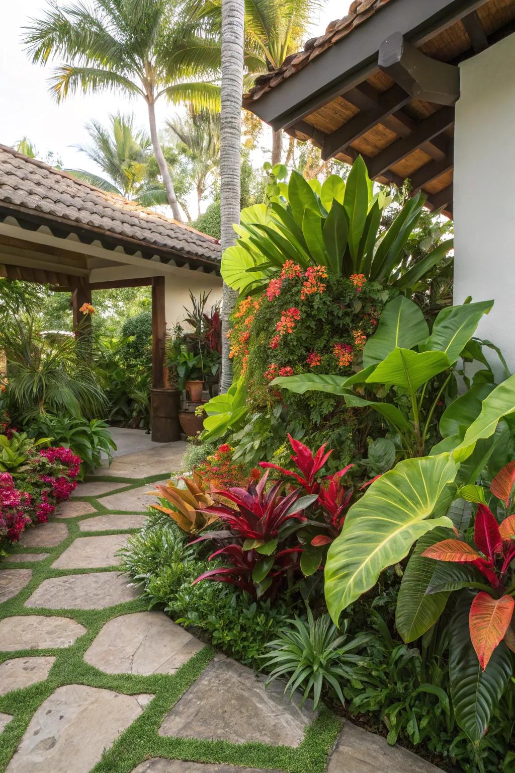 A transformed garden corner becomes a tropical oasis.