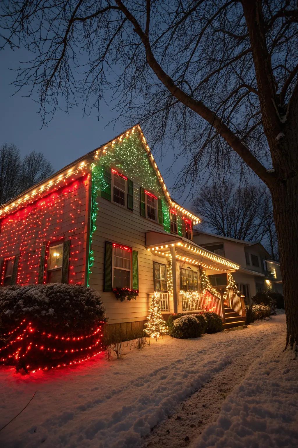 Alternating colors bring traditional Christmas charm.
