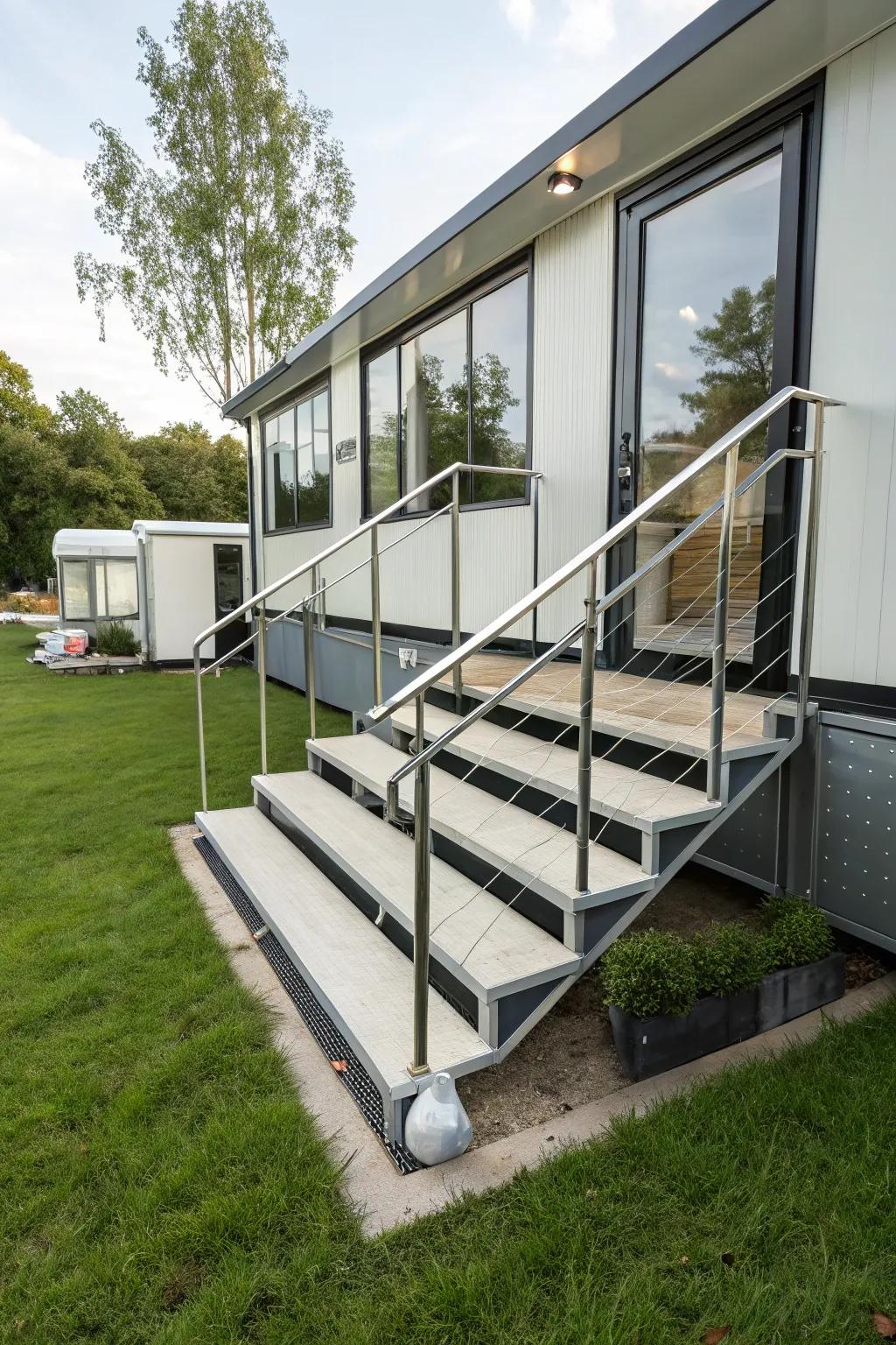 Lightweight yet sturdy fiberglass steps for all-weather durability.