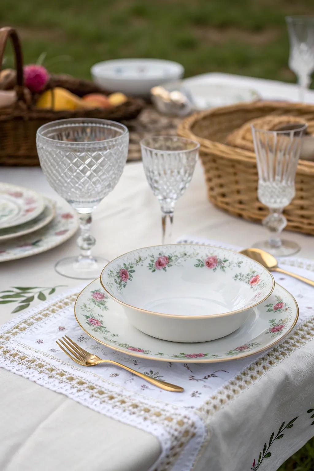 Transform your picnic with sophisticated table settings.