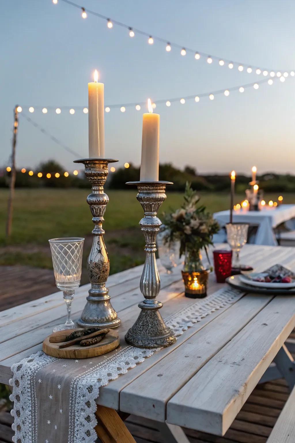 Create a cozy atmosphere with the soft glow of candles.