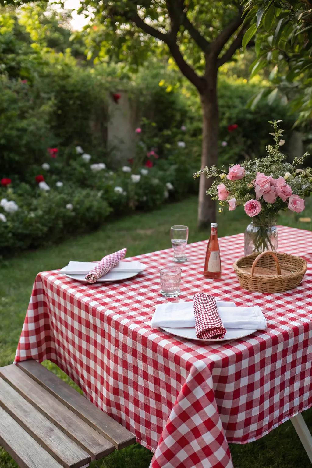 Embrace the classic picnic vibe with gingham accents.