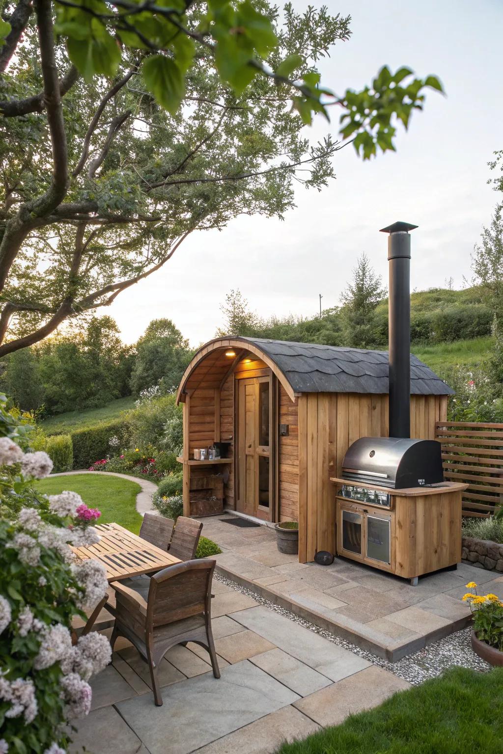 A sauna and BBQ area, perfect for social gatherings.