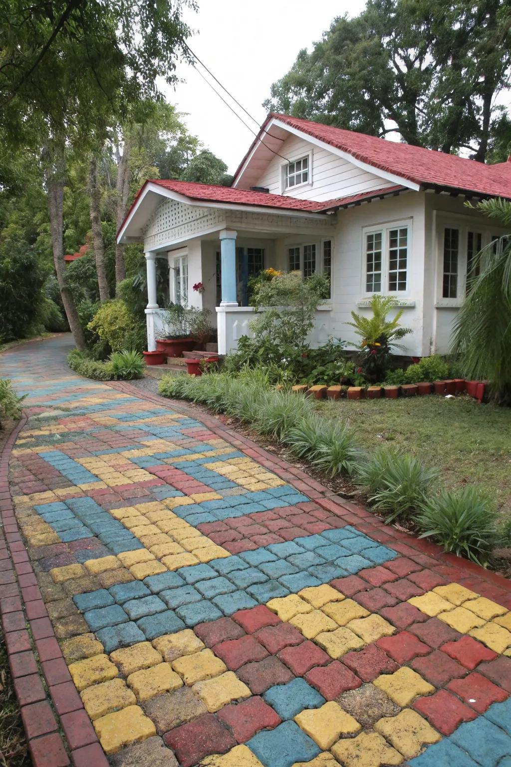 Brick pavers offer a warm, colorful welcome.