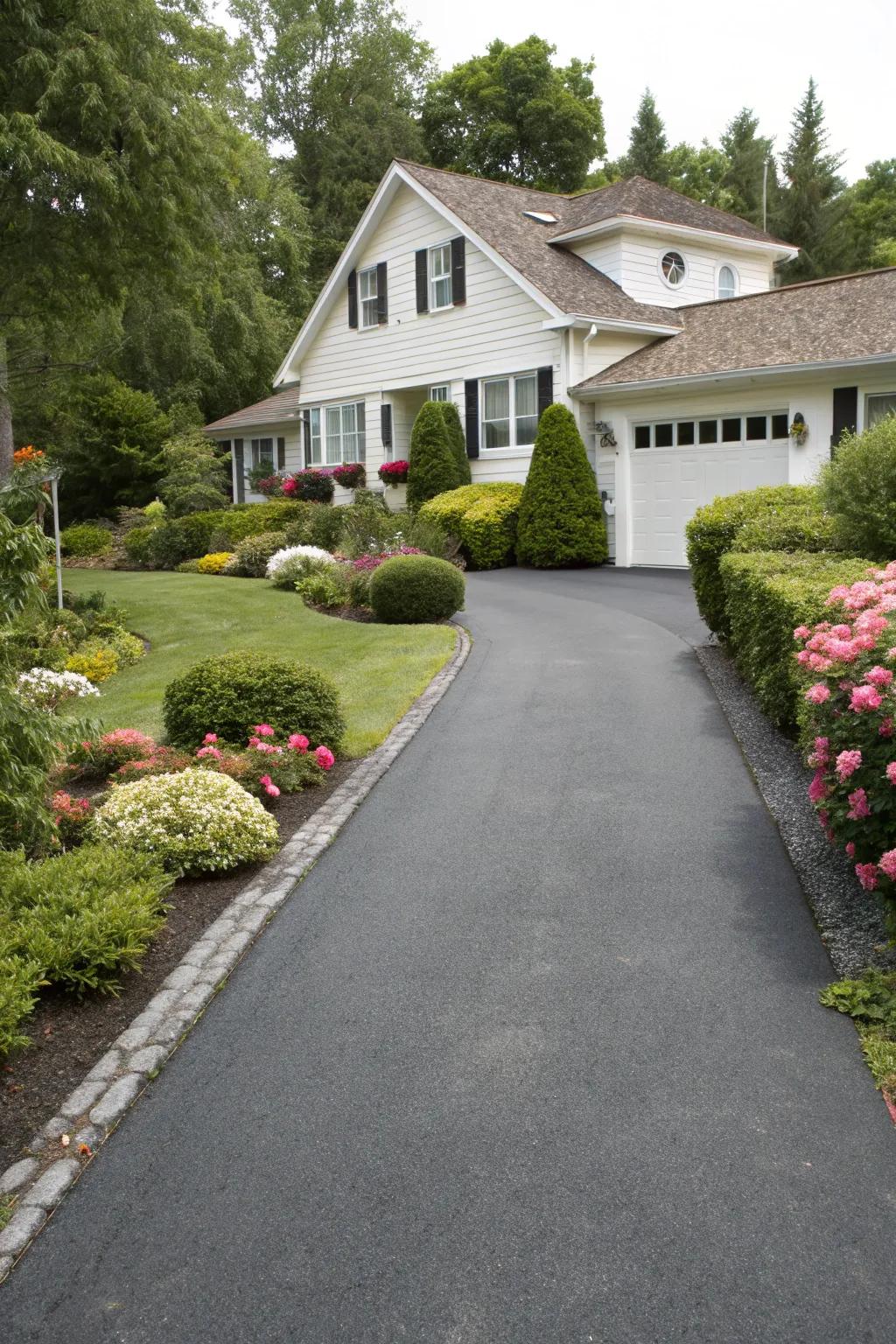 Asphalt driveways offer simplicity and ease of maintenance.