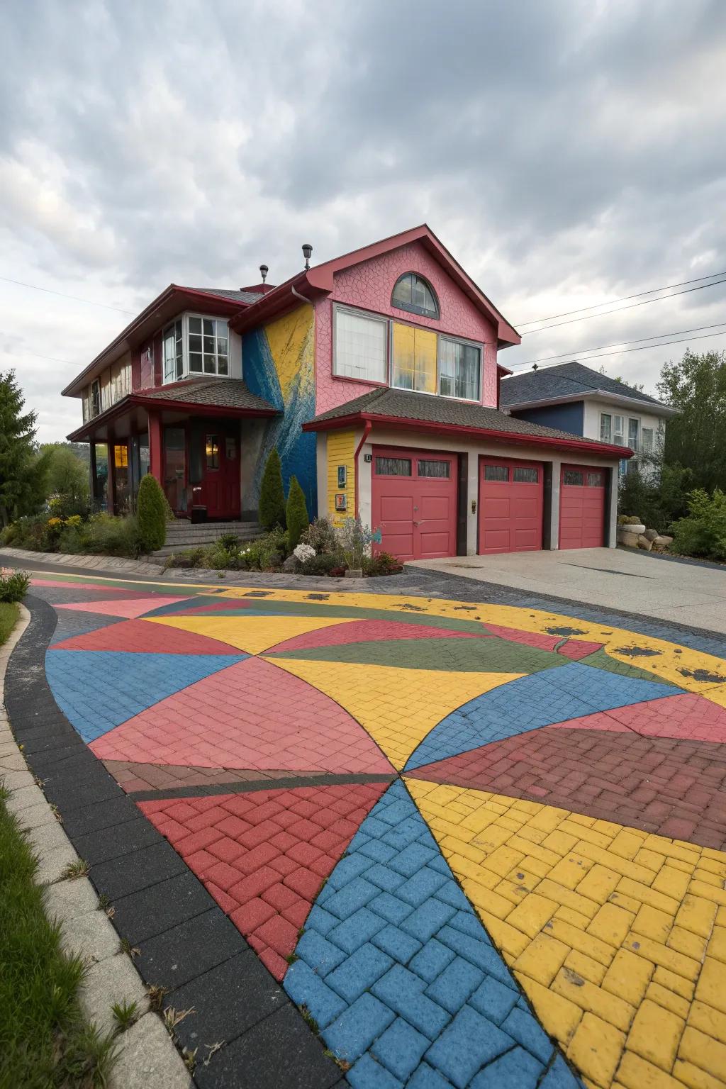 Contrasting colors add a bold statement to your driveway.