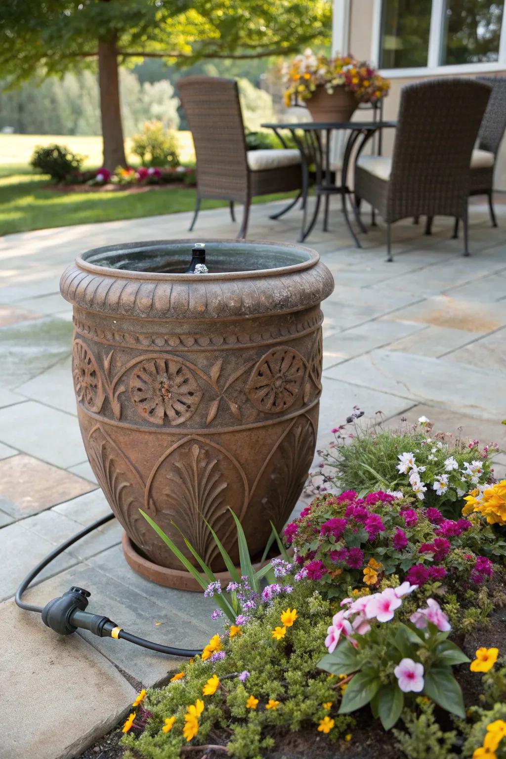 Hide your hose in a decorative pot for a stylish garden