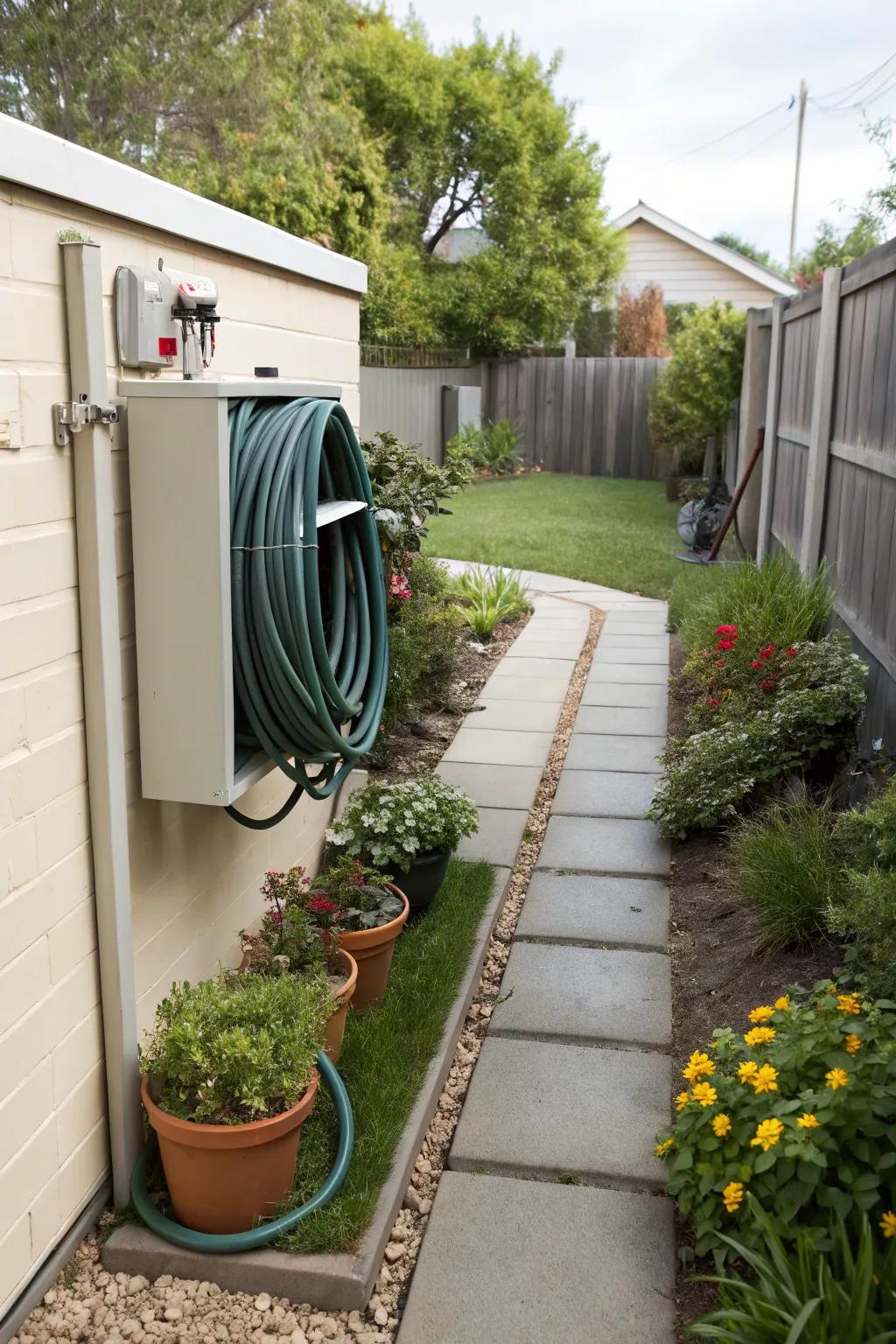 Compact hose storage for efficient use of small spaces