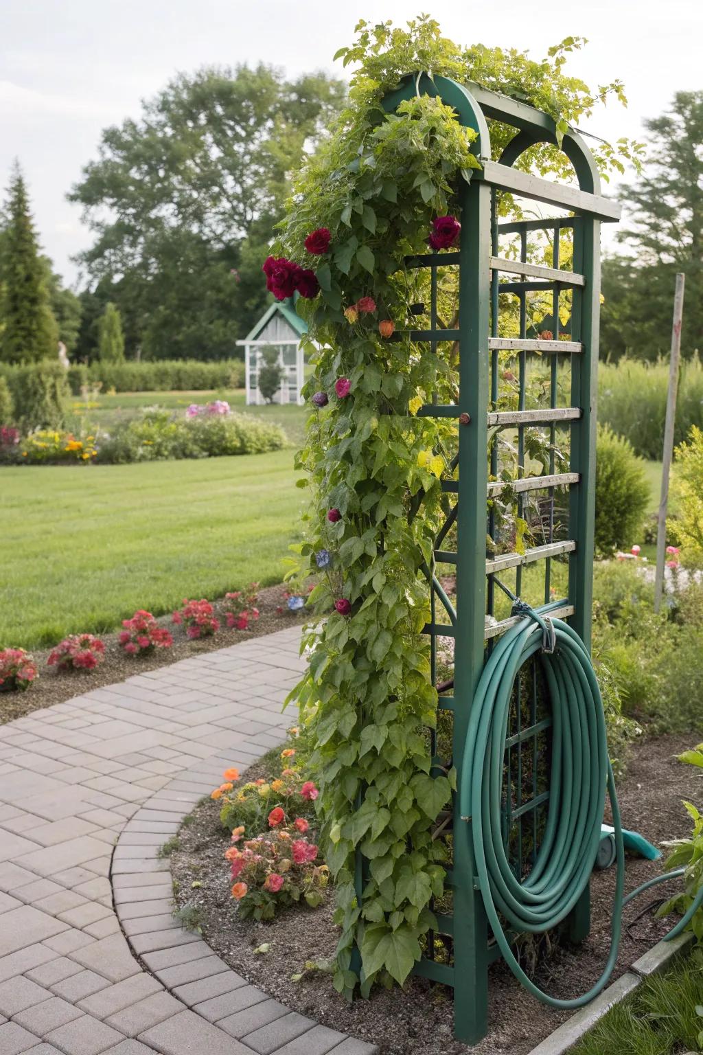 Trellises provide creative and functional hose storage