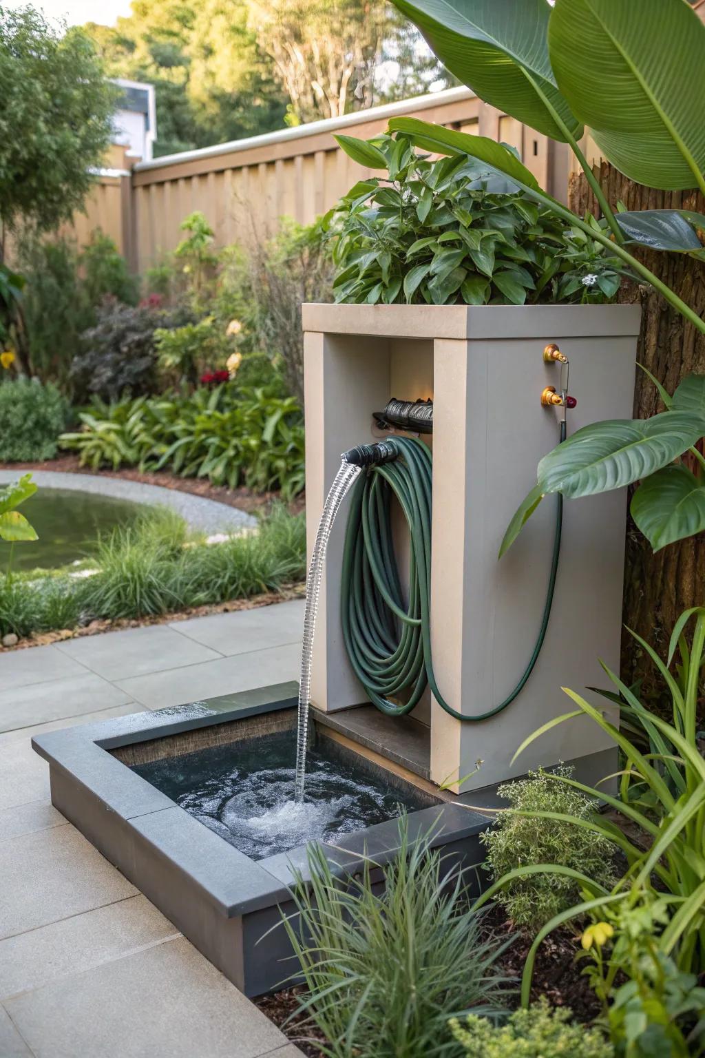 Water features with built-in storage offer beauty and function