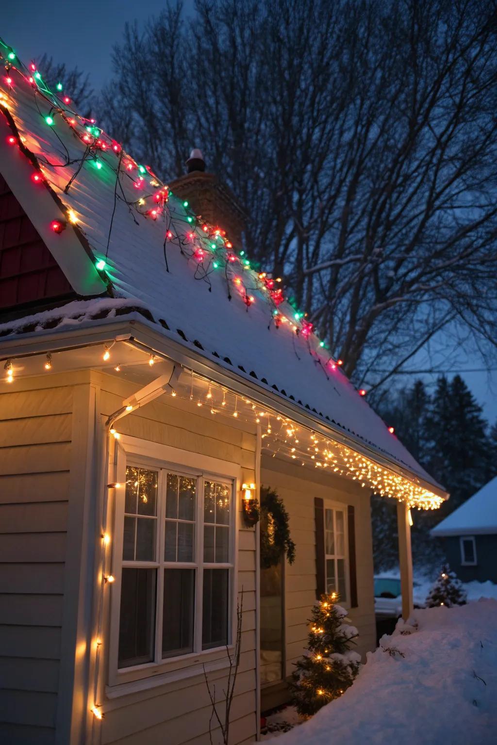 Multicolored lights turn your home into a festive spectacle.