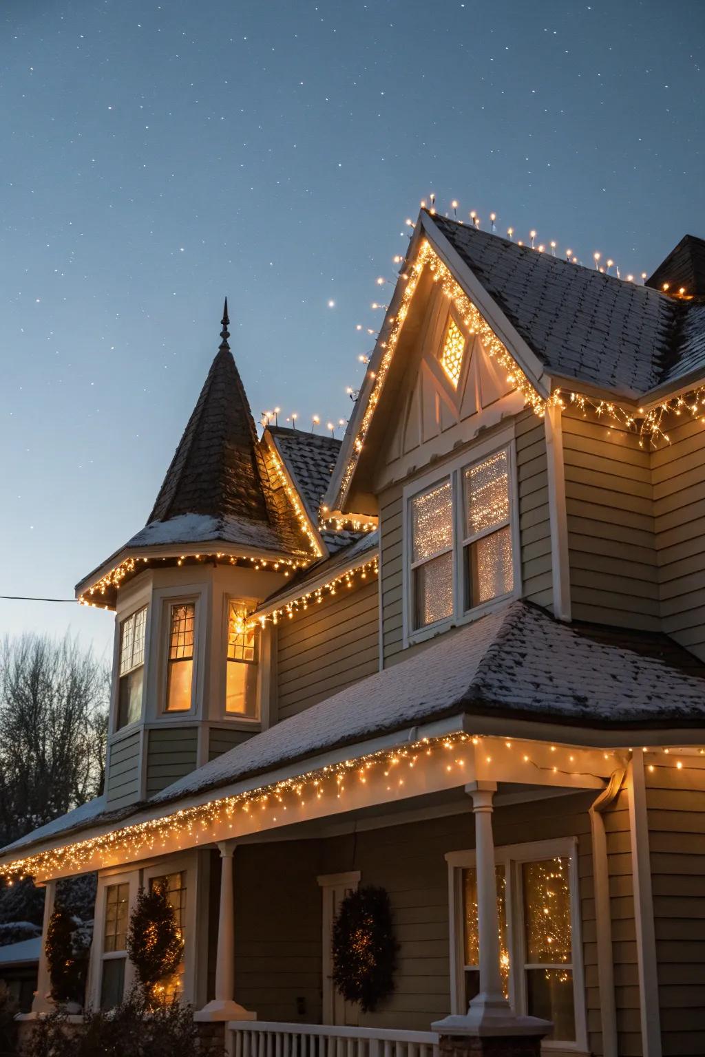 Highlighting architectural features adds charm to your festive display.