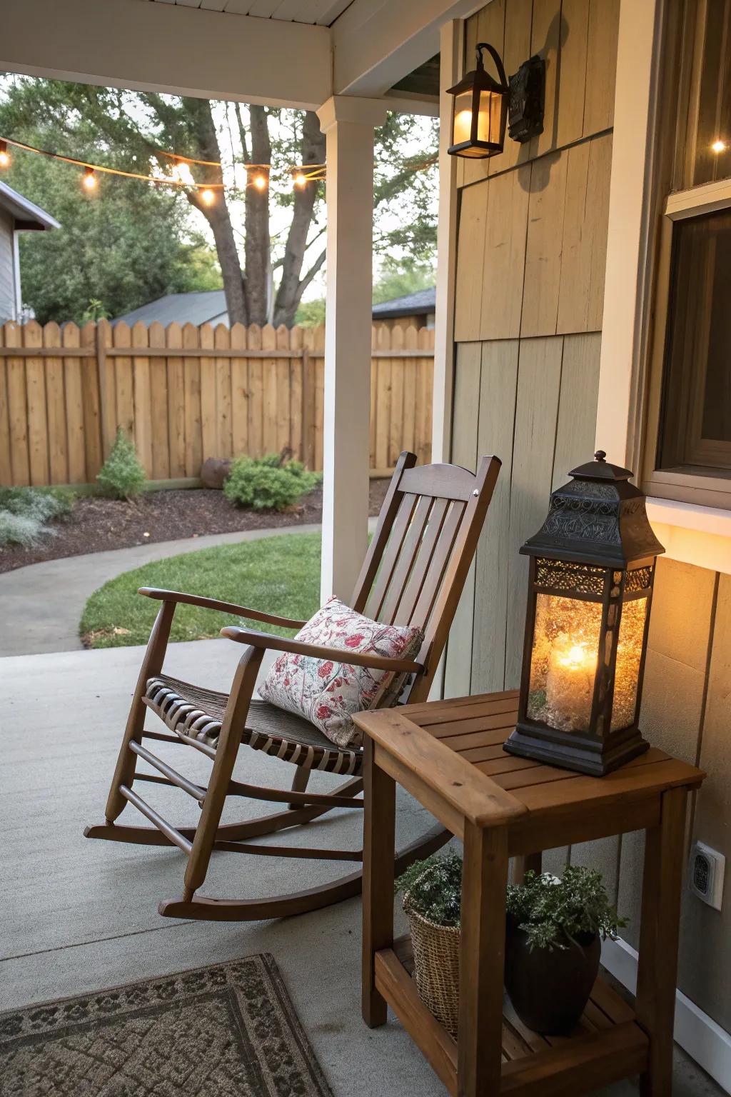 Create a cozy spot with a rocking chair for those lazy afternoon reads.