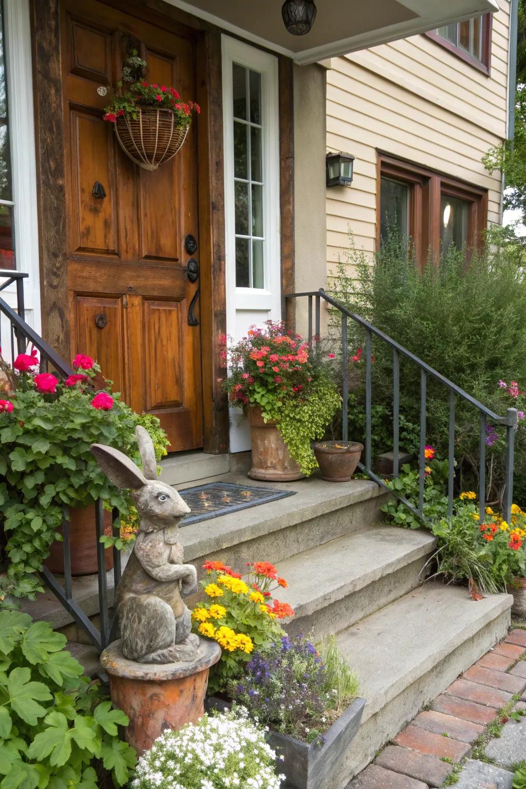 Unexpected art pieces add a touch of whimsy and intrigue.