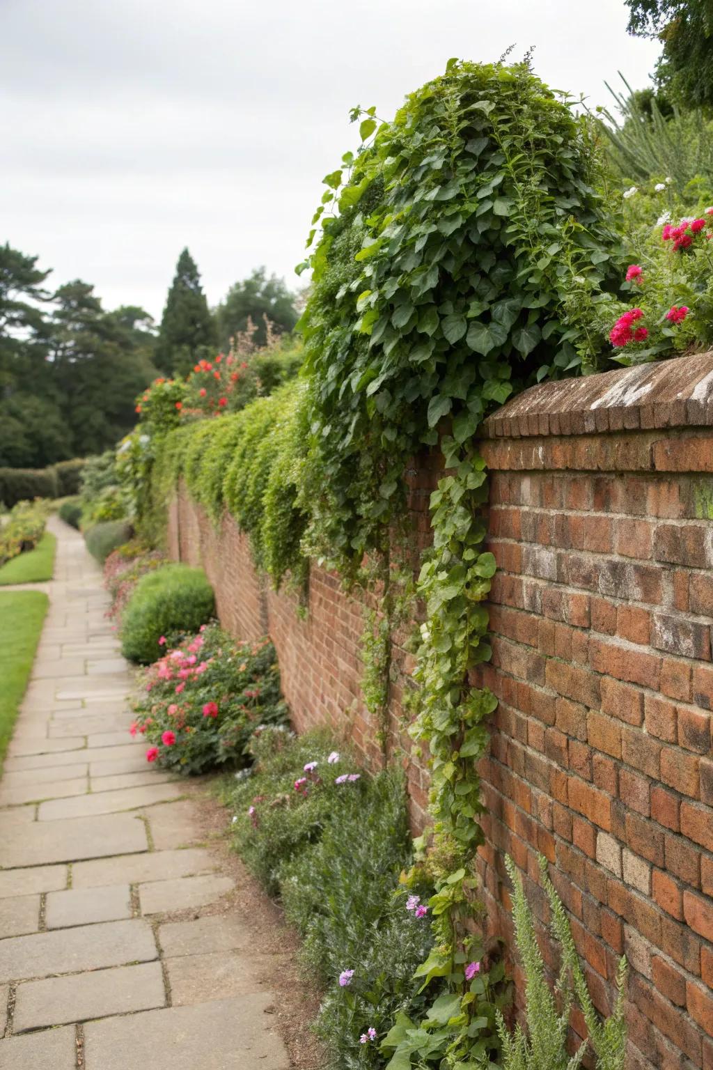 Elegant brick retaining walls adding structure and beauty.