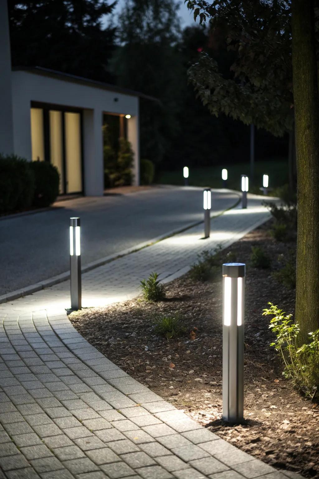 Bollard lights offer a modern and minimalist lighting solution.