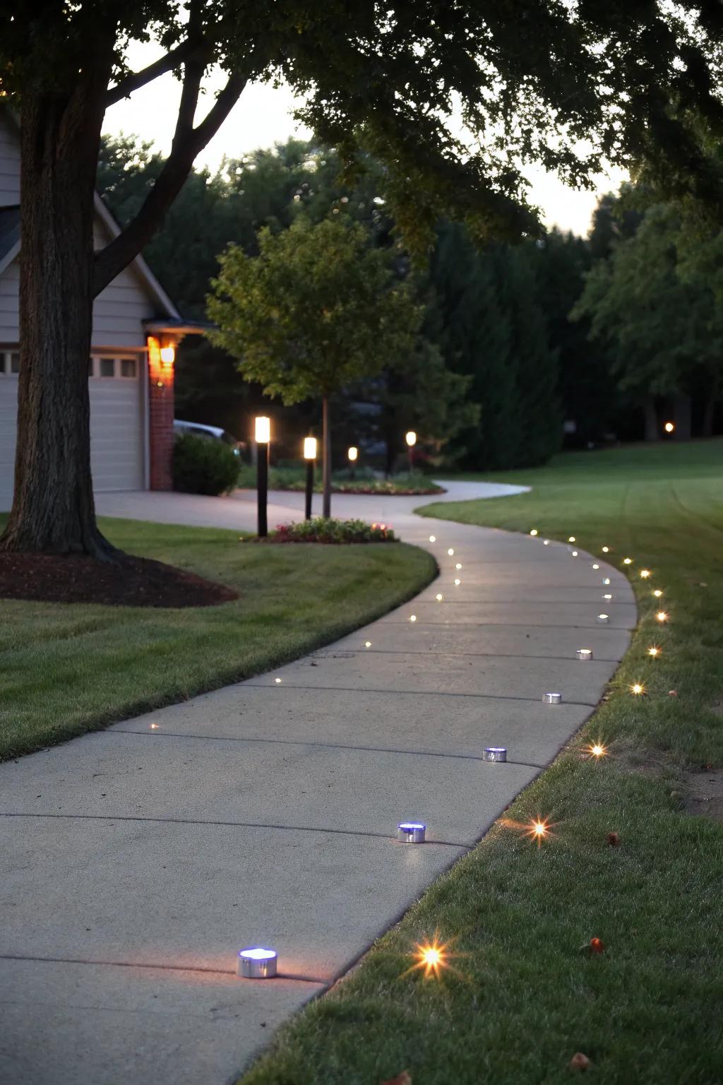 Reflective markers provide guidance and sparkle to a driveway.