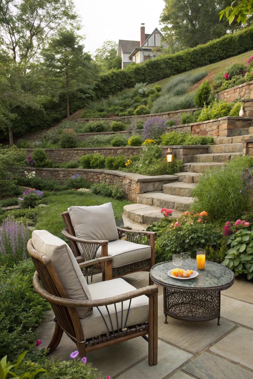 Seating areas invite you to enjoy the view.