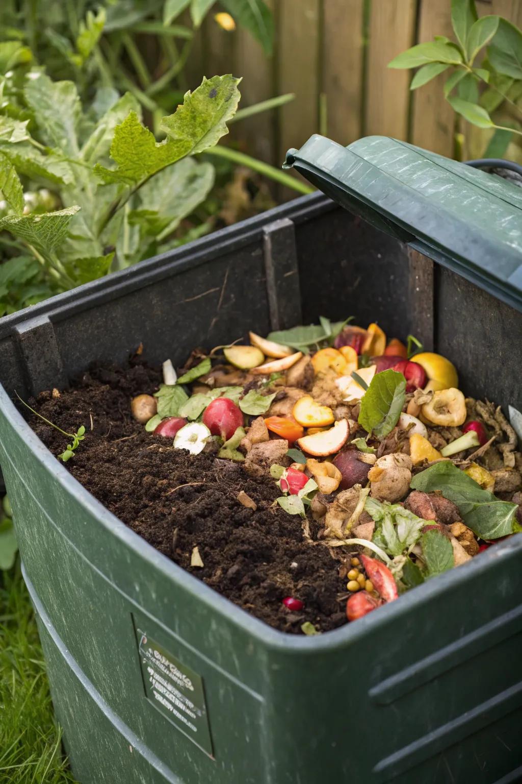 Coffee grounds enhancing a compost pile