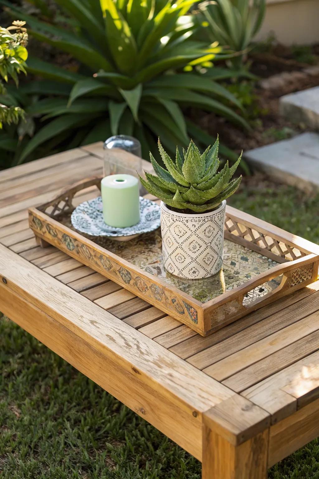 Natural wood brings warmth and organic charm to your outdoor space.