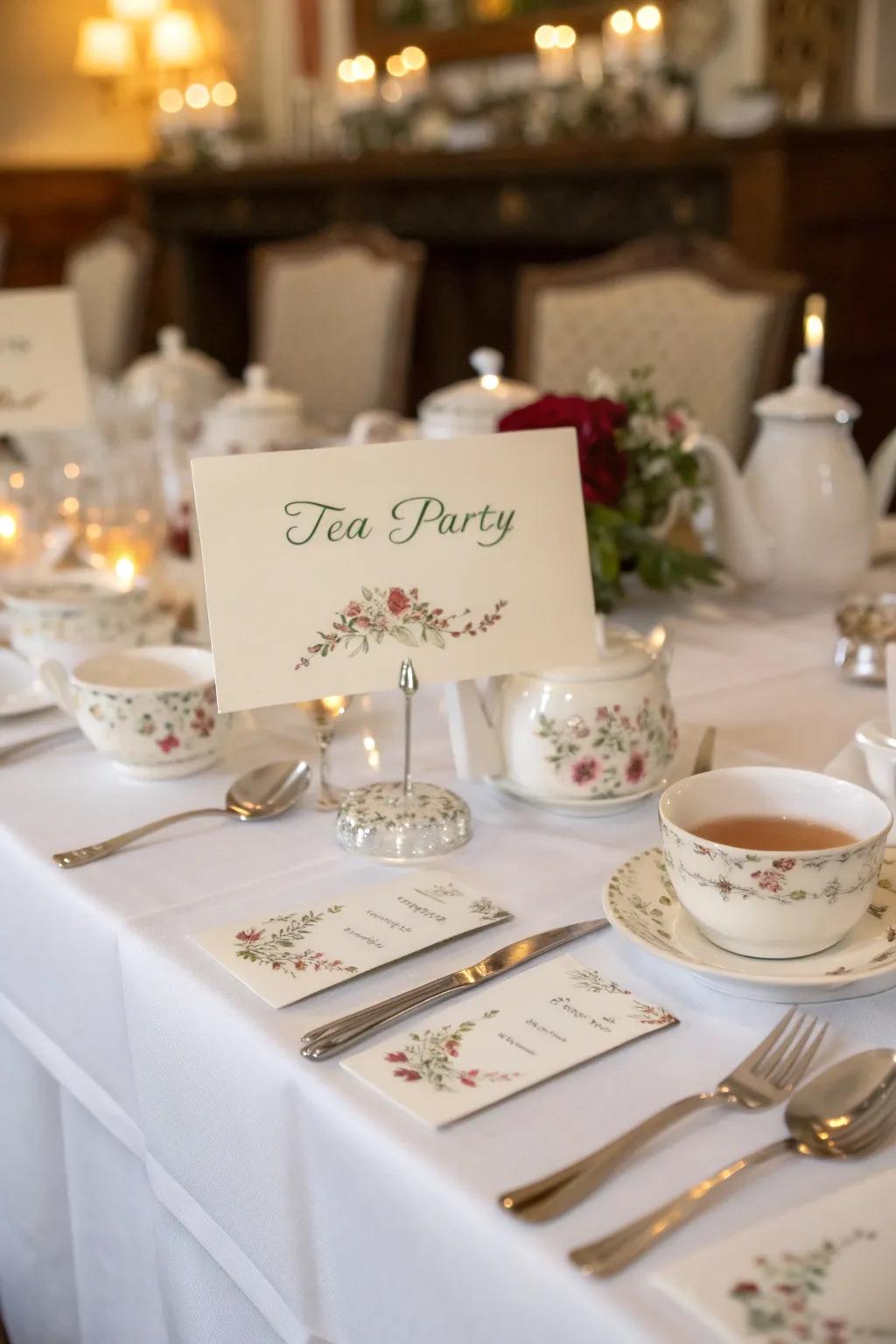 Personalized place cards add a special touch to each setting.