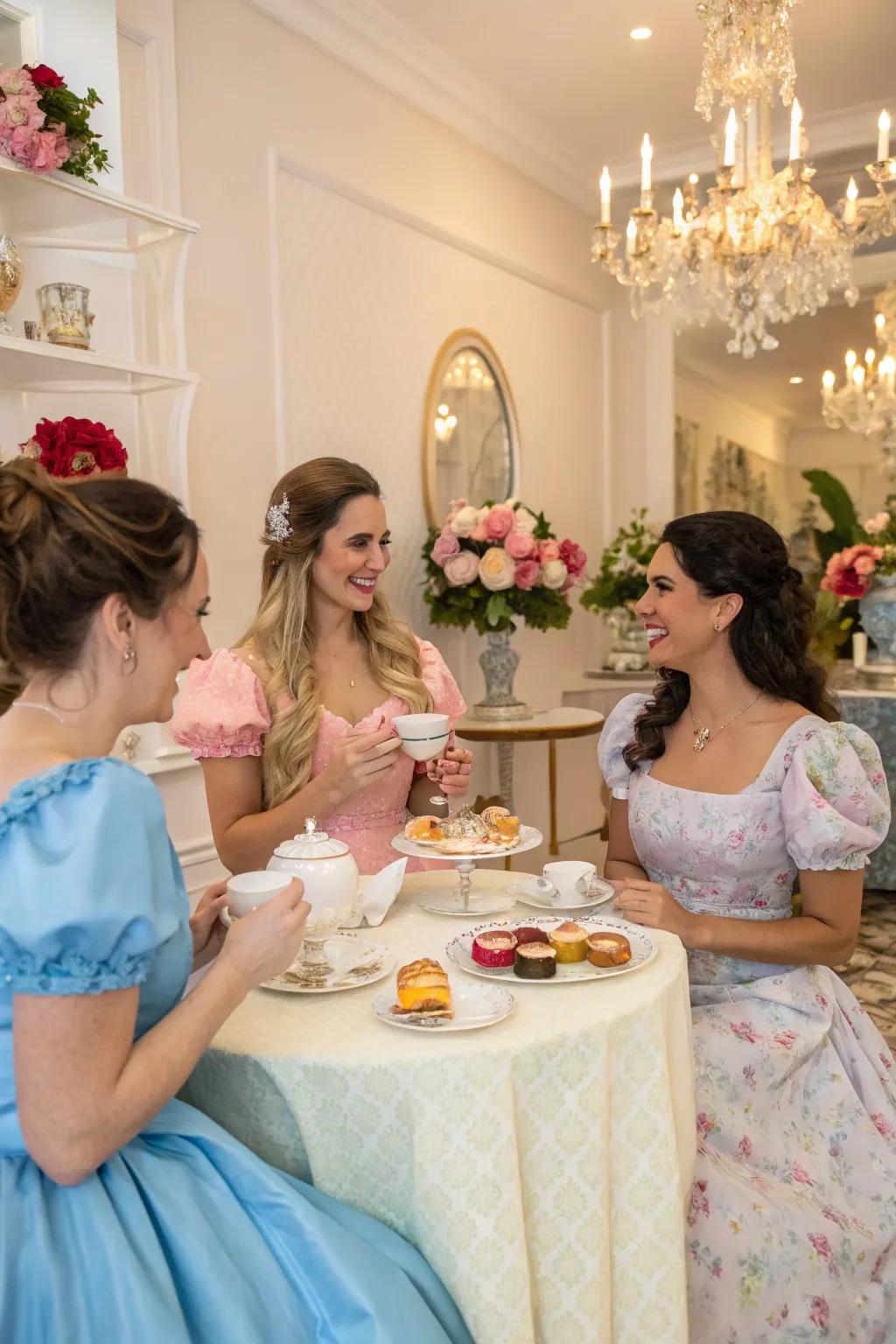 Guests dressed in theme, adding flair to the tea party.