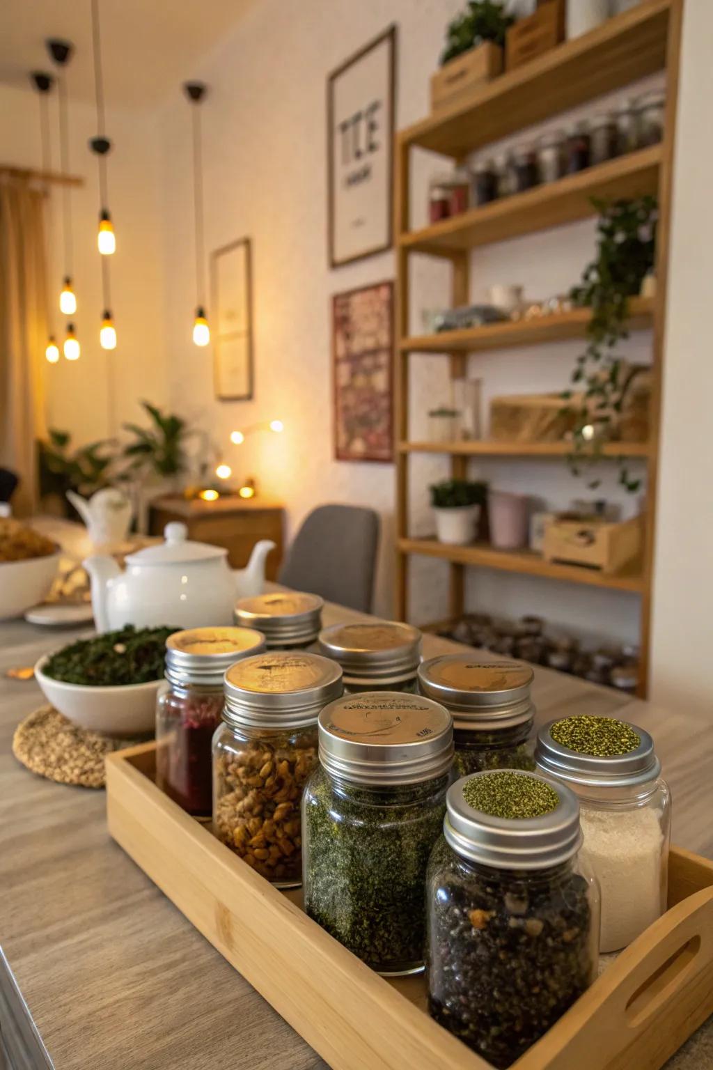Guests enjoy creating unique blends at the tea station.