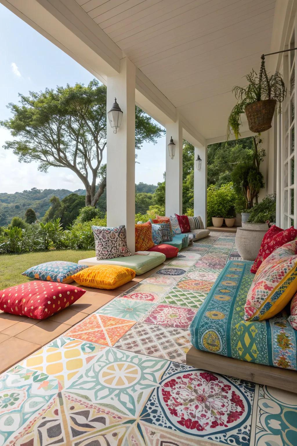 Patterned tiles bring a splash of color and style to your outdoor space.