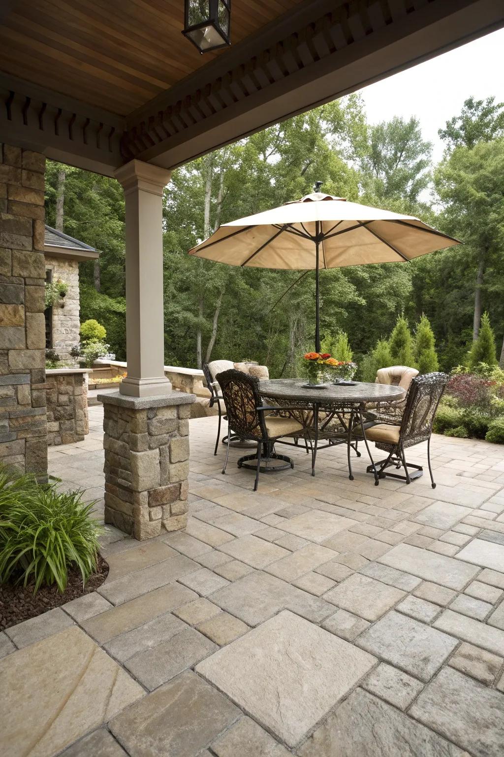 Stone pavers provide a durable and classic look for your lanai.