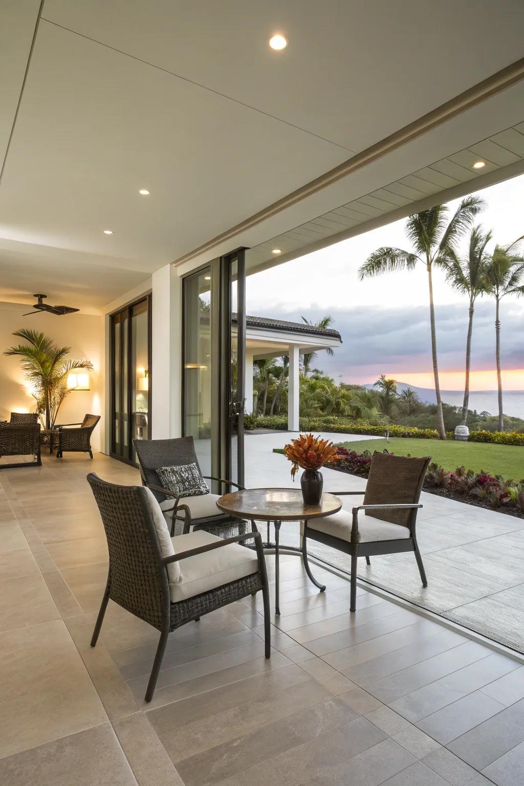 Modern flooring designs bring sleek elegance to your lanai.