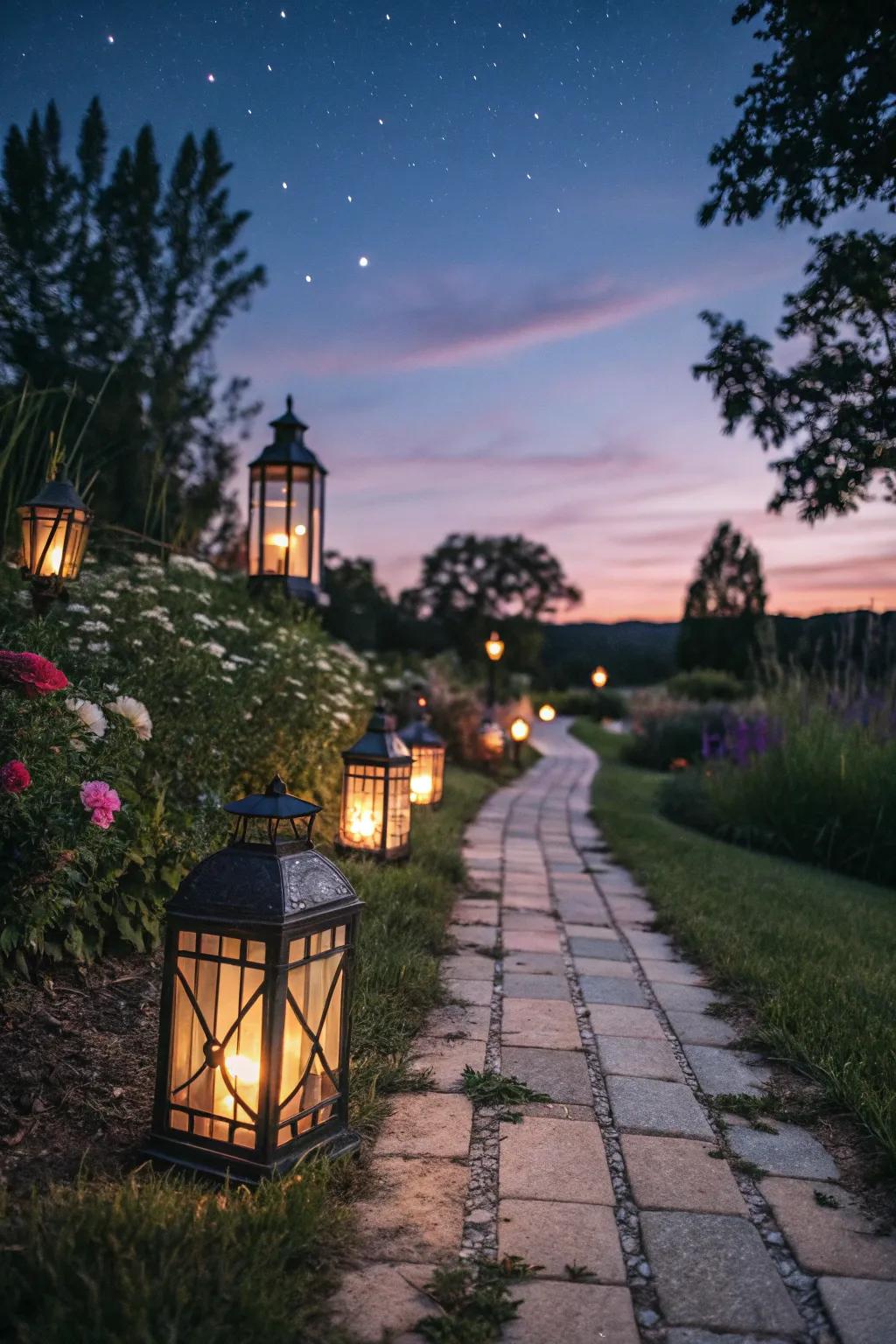 Guide your guests with an enchanting lantern-lit path.
