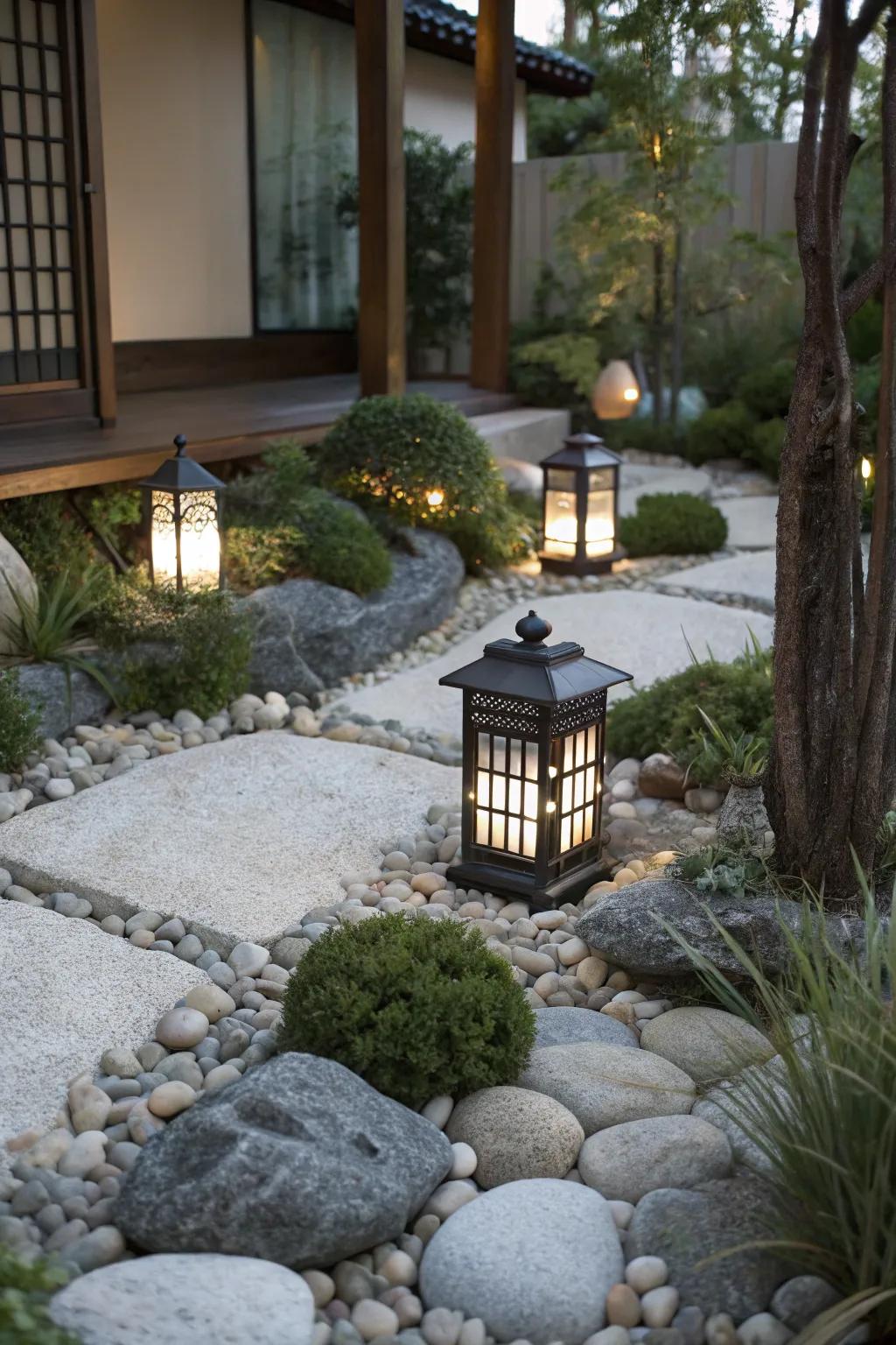 Enhance your rock garden with a touch of lantern elegance.